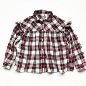 Gap kids Christmas plaid button down blouse EUC 8Y